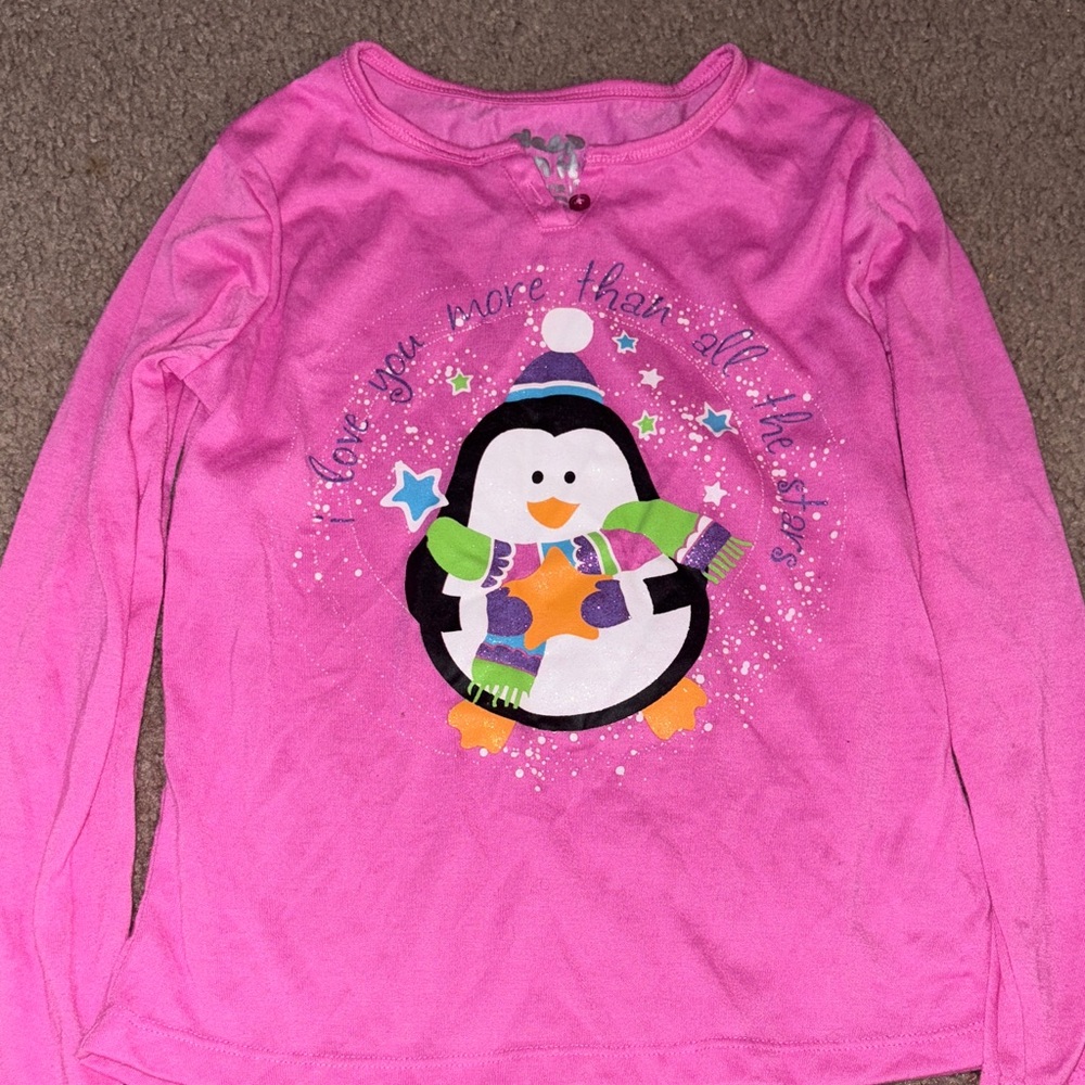 Sleep On It Pink Penguin Long Sleeve Tee size L (10/12)